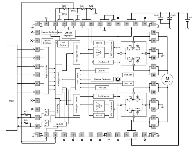 Application Circuit Diagram - Toshiba TB67H420FTG Brushed DC Motor Driver